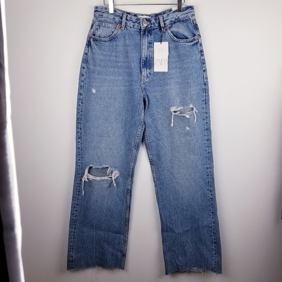 Zara Hi-Rise Wide Leg Full Length Jeans NWT size 10